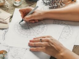 Astrology. Astrologer calculates natal chart and makes a forecast of fate.Tarot cards, Fortune